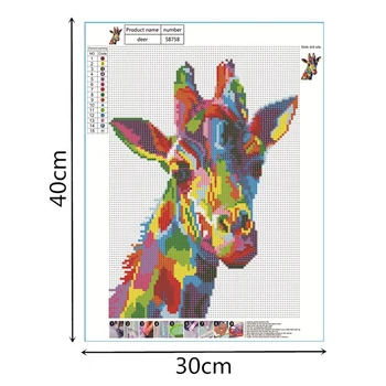 

Cross Stitch Kit Diy Diamond Embroidery Color Giraffe Full Round Diamond Painting Mosaic Home Deco