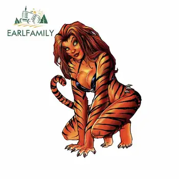 

EARLFAMILY 13cm x 8.8cm for Tiger Woman Camper Car Stickers Vinyl Car Sticker Anime Decals Occlusion Scratch VAN Decoration