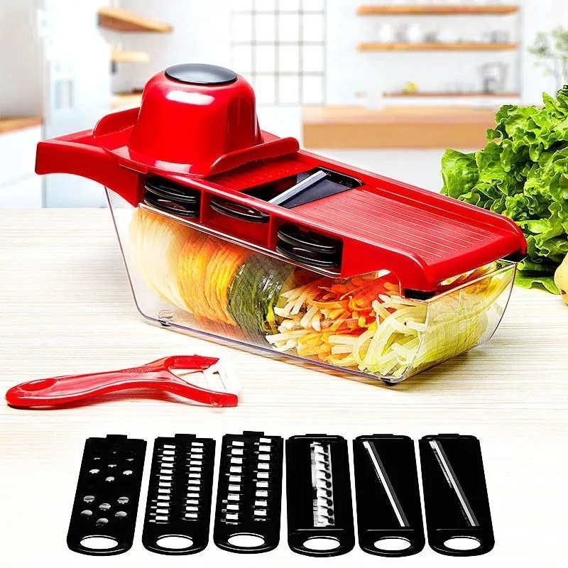 

Vegetable Cutter with Steel Blade Mandoline Slicer Potato Peeler Carrot Cheese Grater Vegetable Slicer Kitchen Accessories Tool