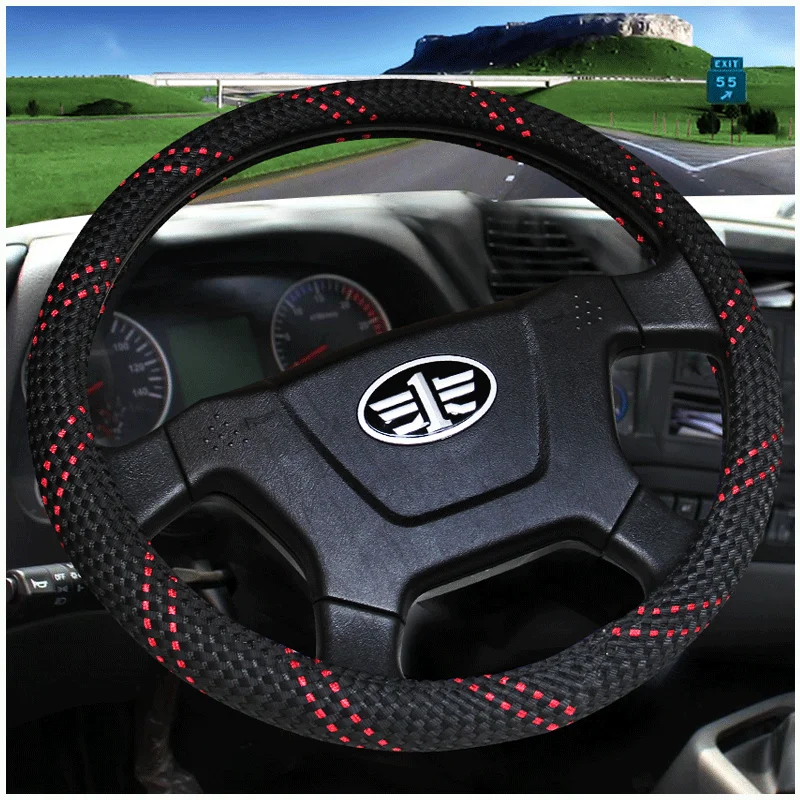 

Car Steering Wheel Covers PU Leaher+Silk for Car Bus Truck 36 38 40 42 45 47 50cm Auto Steering-wheel cover Car Styling