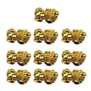 

10Pcs Golden Wealth Porsperity Pi Xiu Beads Pi Yao Charm Bracelet Jewelry Making
