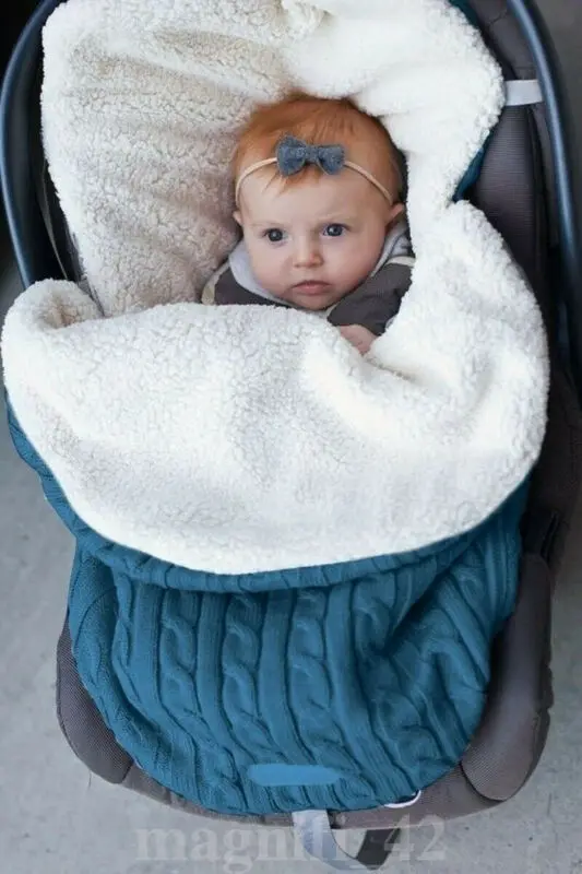 Детские спальные мешки конверт для младенцев лайнер коляска-коляска для коляски с уютными пальцами автомобильное сиденье вязаная пушистая зимняя теплая одежда для сна