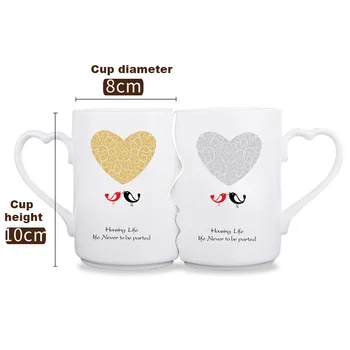 

Econo Kissing Coffee Mug Set Kissing Mugs Set Ceramic Couple Coffee Mug with Lid 12 OZ White Tea Cup Set for Anniversary ds99
