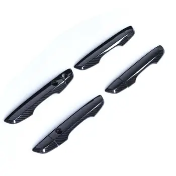 

Carbon Fiber Door Handle Cover ABS Plastic Trim Glossy Black 8pcs Accessory Parts