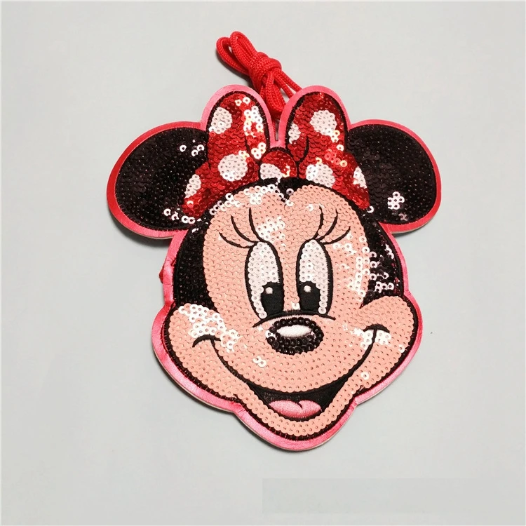 

Disney cartoon card ID storage bus holder Mickey work certificate Sequin shoulder Minnie lanyard purse coin cute card holder