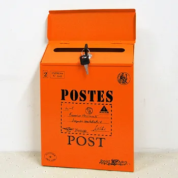 

Letter Box Durable Iron Vintage Ornaments Wall Mount Newspaper Mailbox Postal Paint With Lock Yard Home Decor Colorful