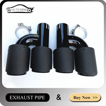 

2 pieces Burnt black Auto Exhaust pipe Carbon fiber + Stainless steel Dual tailpipe Exhaust accessories