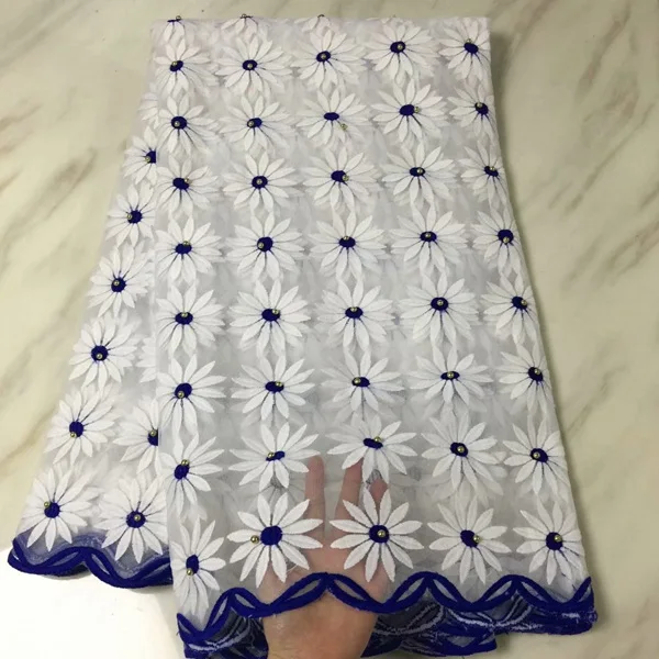 royal blue Высококачественная черная африканская вышитая бисером кружевная ткань с вышивкой французская нигерийская Тюлевая сетчатая кружевная ткань для нигерийских вечерние платья - Цвет: royal blue