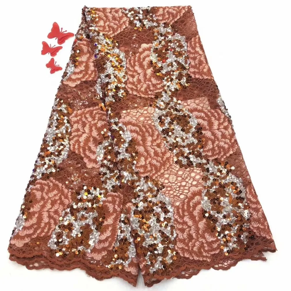 HHigh quality new style Sequin embroidery African lace fabric, French Sequin lace fabric FD1011