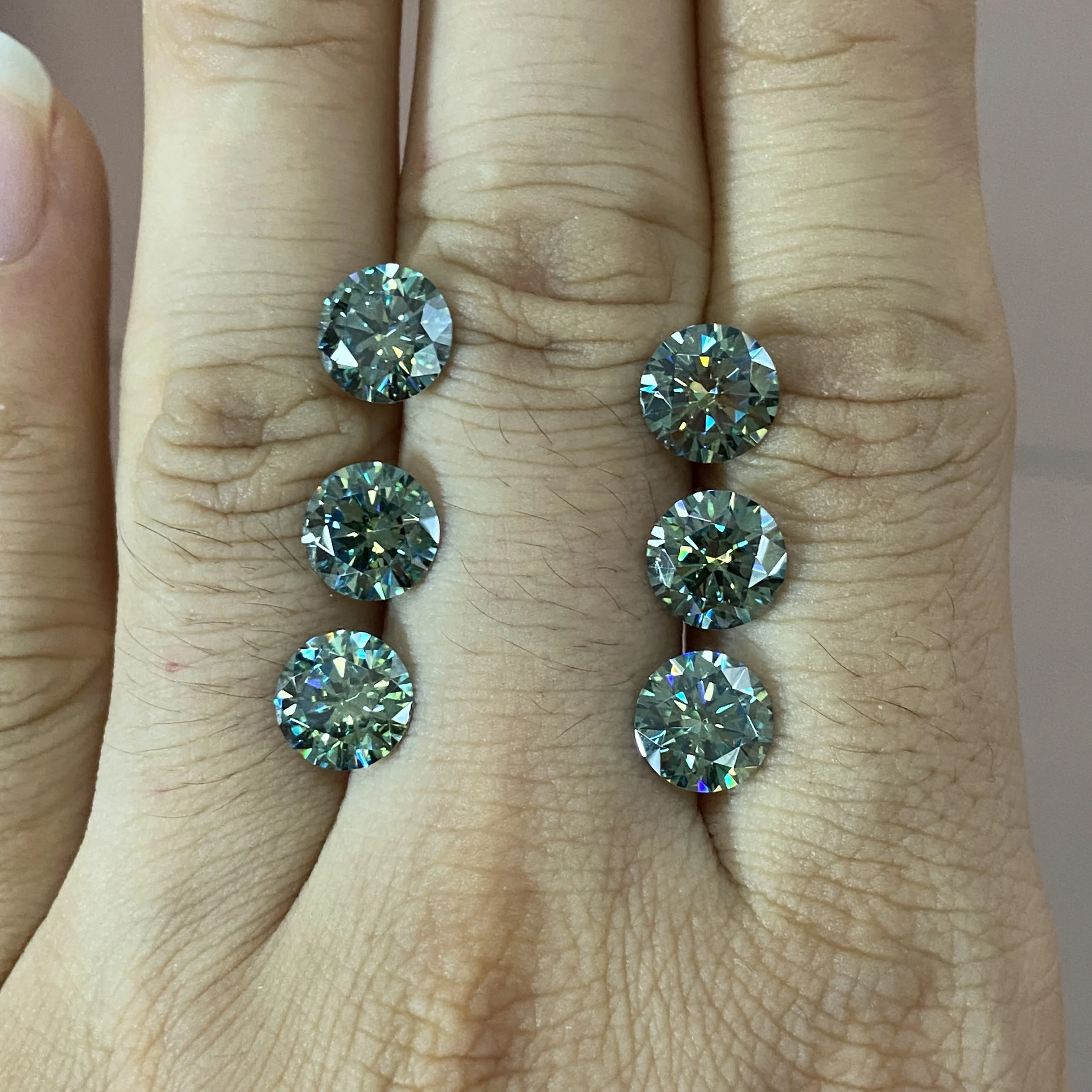 New color moissanite diamond 1ct 6.5 mm Blue Green Loose Moissanite stone