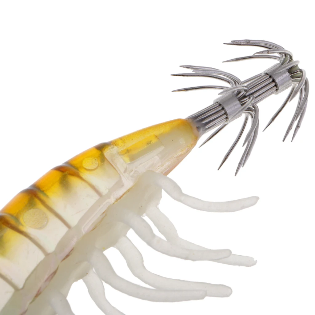 Saltwater Squid Jigs Hook Artificial Wood Shrimp Fishing Lure Hard Bait for Sleeve-fish/Squid/Octopus/Cuttlefish