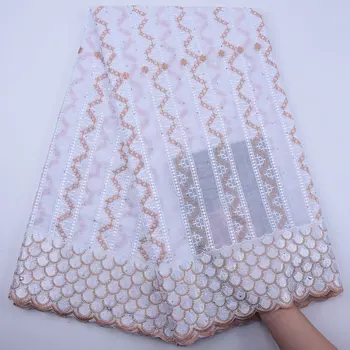 

Latest 2020 Off-white African Cotton Lace Fabric High Quality Nigerian Party Dress Lace Embroidery Swiss Voile Lace Fabric S1792