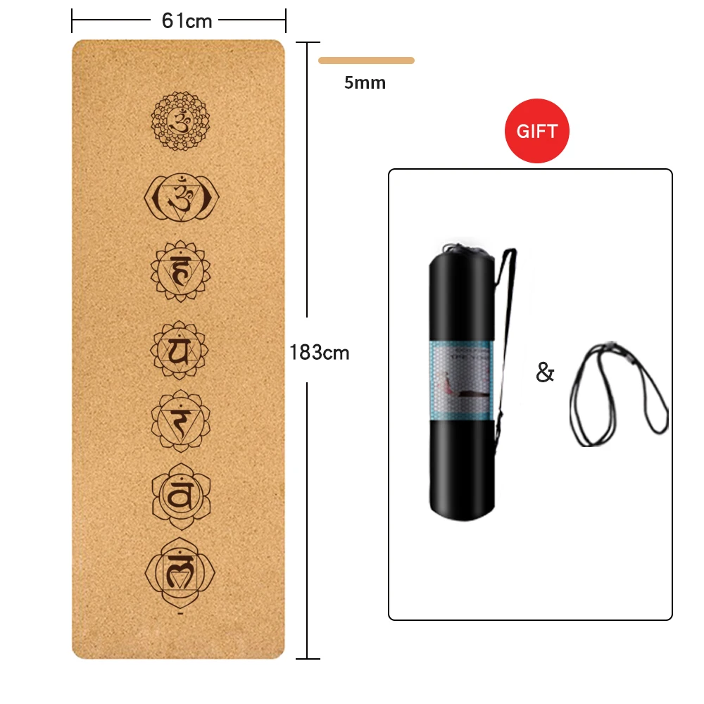 

1830*610*5MM Natural Cork TPE Yoga Mat Fitness Gym Sports Mats Pilates Exercise Training Non-slip Workout Alfombrilla De Yoga