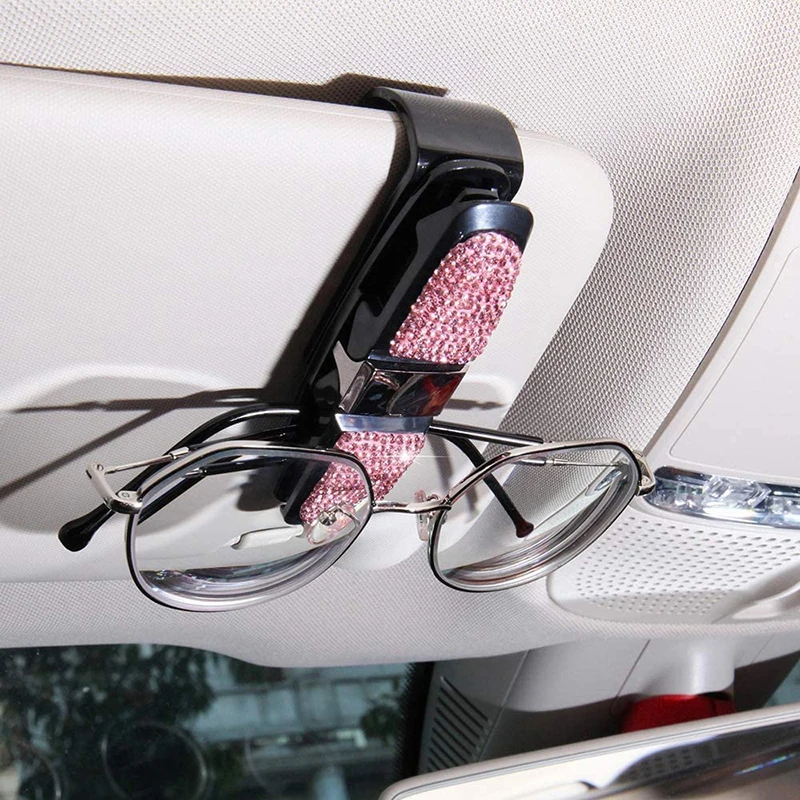 The New Car Glasses Holder Auto Sun Visor Glasses Holder Crystals With Rhinestones Sunglasses