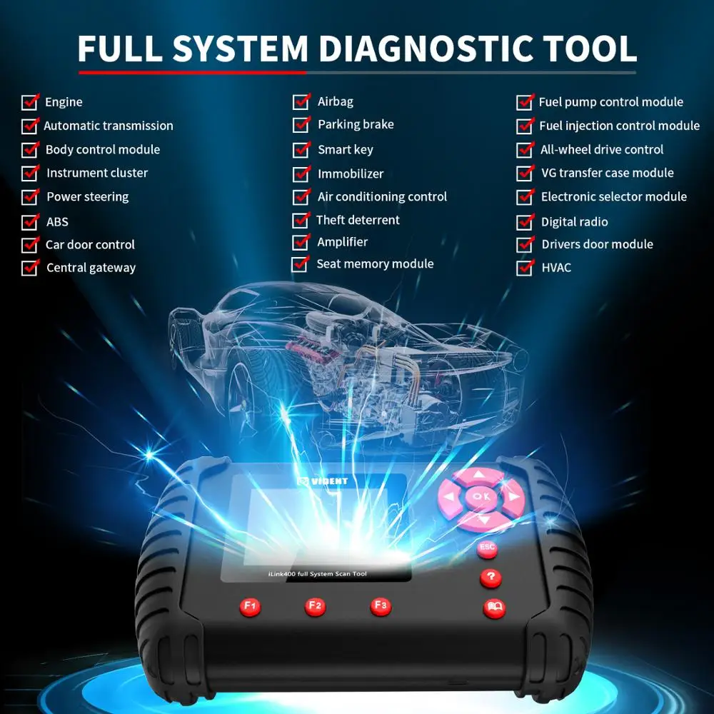 VIDENT iLink400 OBD2 сканер Авто полная система диагностического сканирования инструмент для считывания кода автомобиля со всеми функциями OBDII инструменты для тестирования транспортного средства