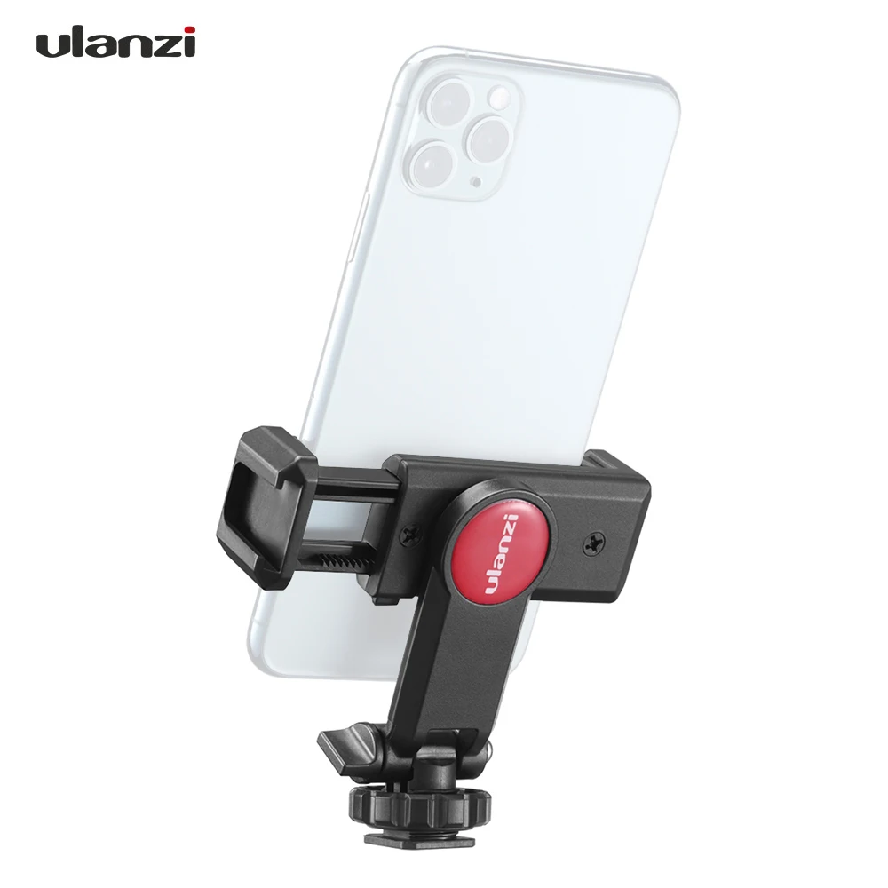 Ulanzi-trípode giratorio con abrazadera del soporte del teléfono, adaptador de montaje con 1/4 de zapata caliente, soporte de micrófono, Zapata fría, giratorio de 360 grados