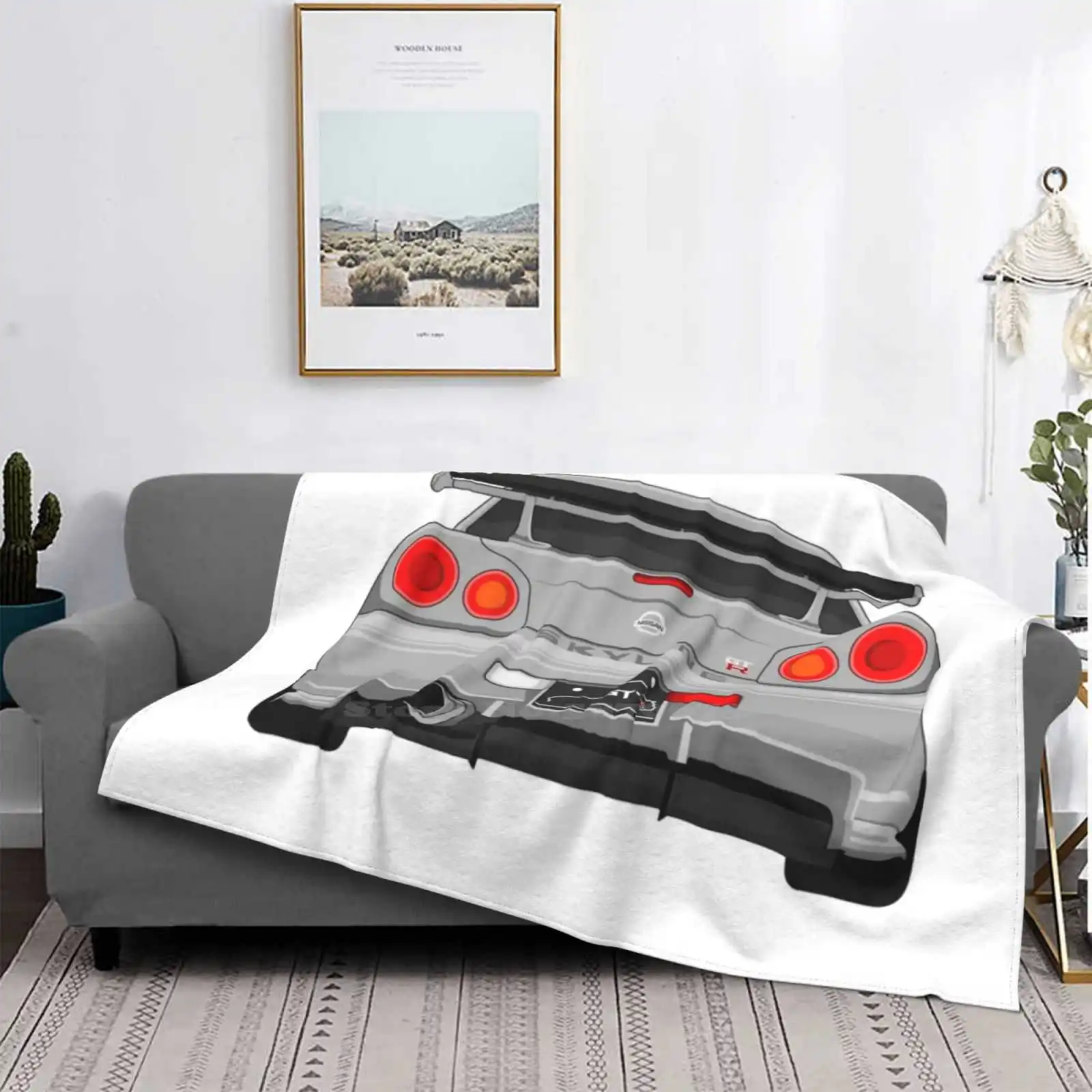 

R34 Gtr ( Grey ) Hot Sale Printing High Qiality Warm Flannel Blanket Gtr R34 Nissan Jdm Skyline R32 R33 Car Race Cars R35 Japan