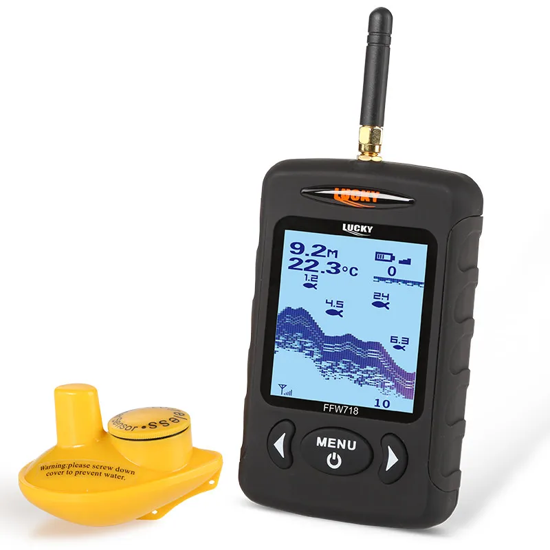  Russian menu LUCKY FF718& FFW718 Top Quality Portabl Fish Finder Sonar Wired Fish depth Finder Alar