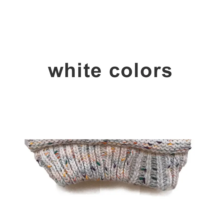 white colors Зимняя брендовая теплая шапка «конский хвост», женская шапка, мягкие вязаные зимние шапки бини для женщин, теплая шапка-булочка, зимняя шапка с биркой - Цвет: white colors