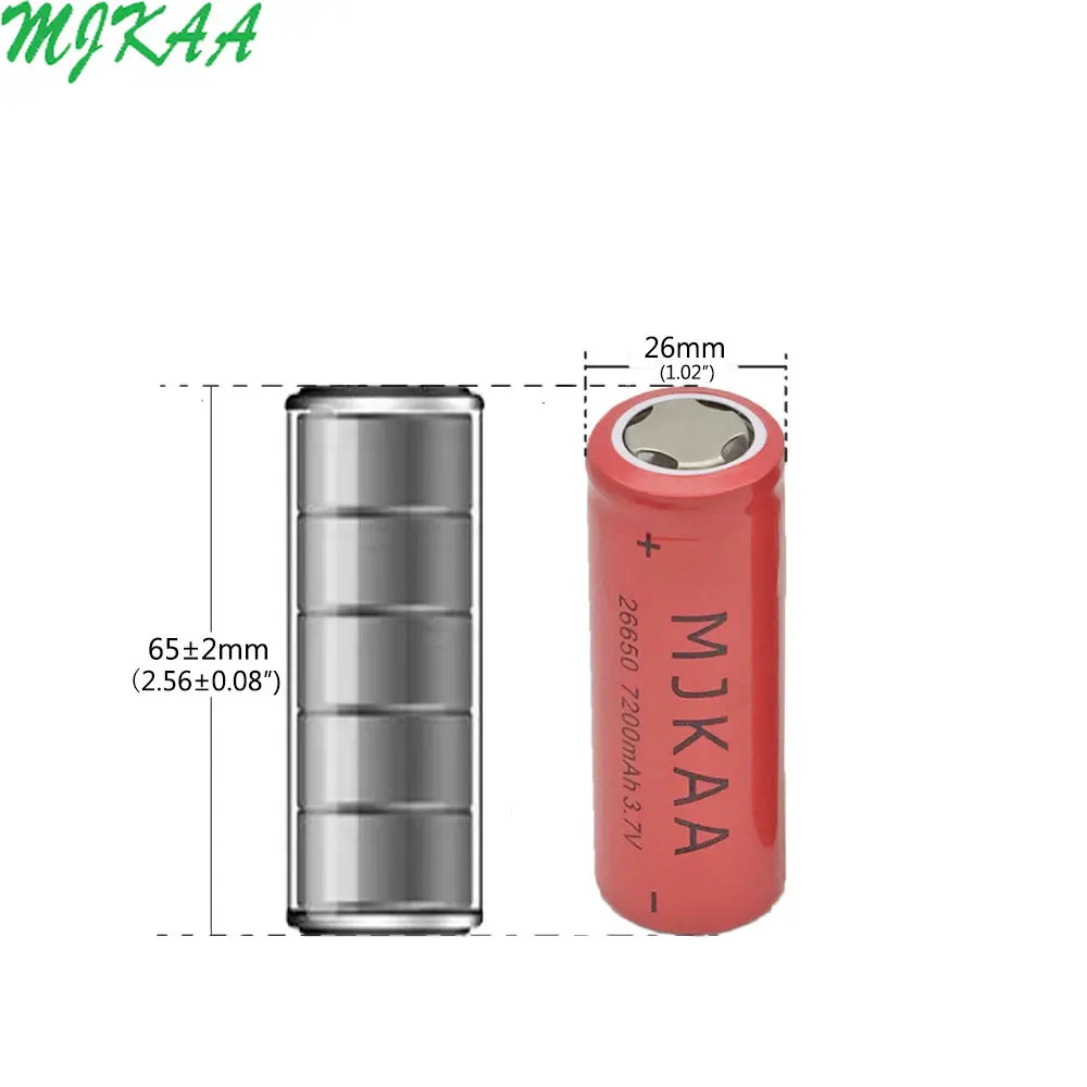 2 шт 26650 7200mAh 3,7 V литий-ионная аккумуляторная батарея для фонарика фонарь