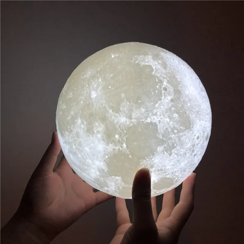 3d Print Moon Lamp Usb Rechargeable 2 Color Touch Control Bedroom Adjustable Night Light Decor Gift