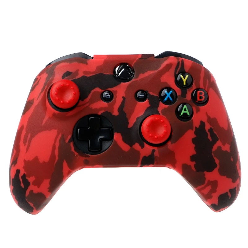 Camouflage Silicone Gamepad Cover + 2 Joystick for xbox one X S Controller 