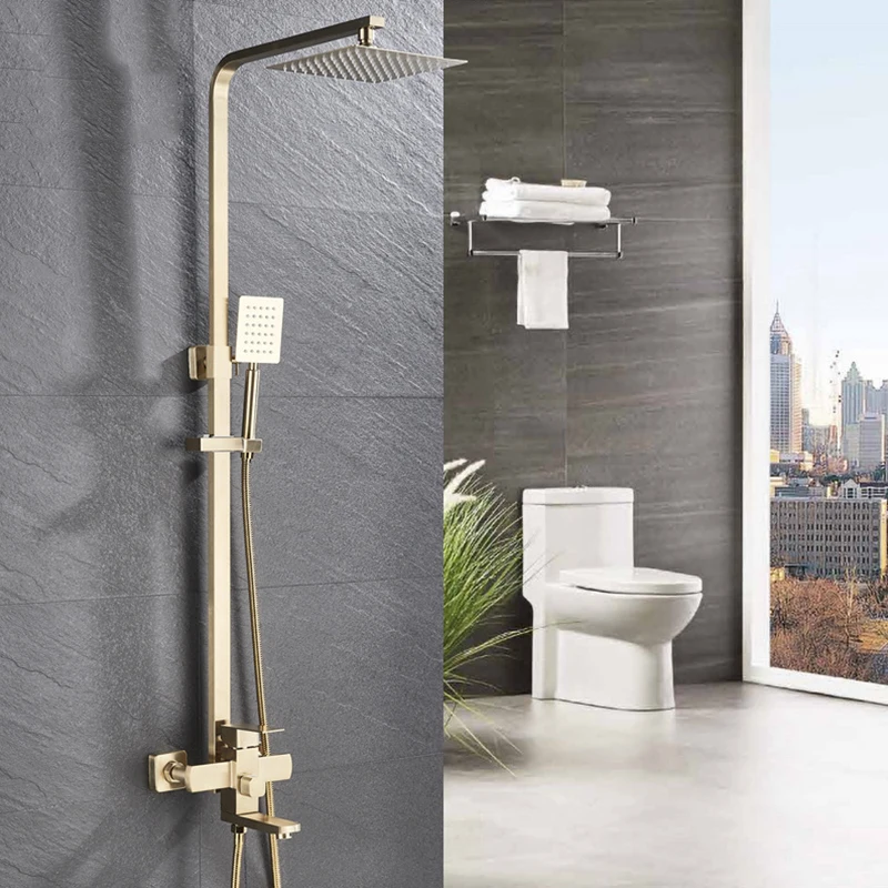 Bathroom 8" Rainfall Shower Faucet Bath Faucet Wall Mounted Swivel Bath Spout Shower Mixer Tap Set Mixer bathroom faucet,bathroom shower faucet set