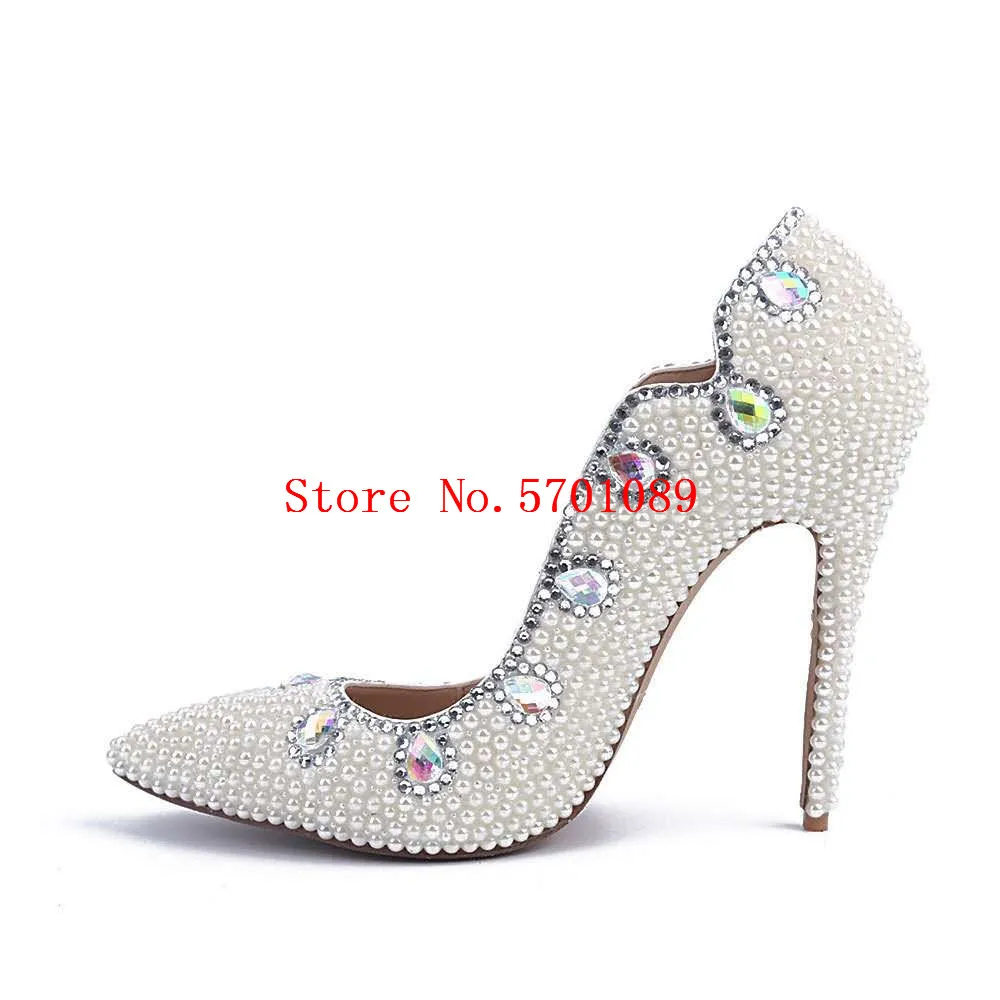 Bling Putih Mutiara Pernikahan Sepatu 