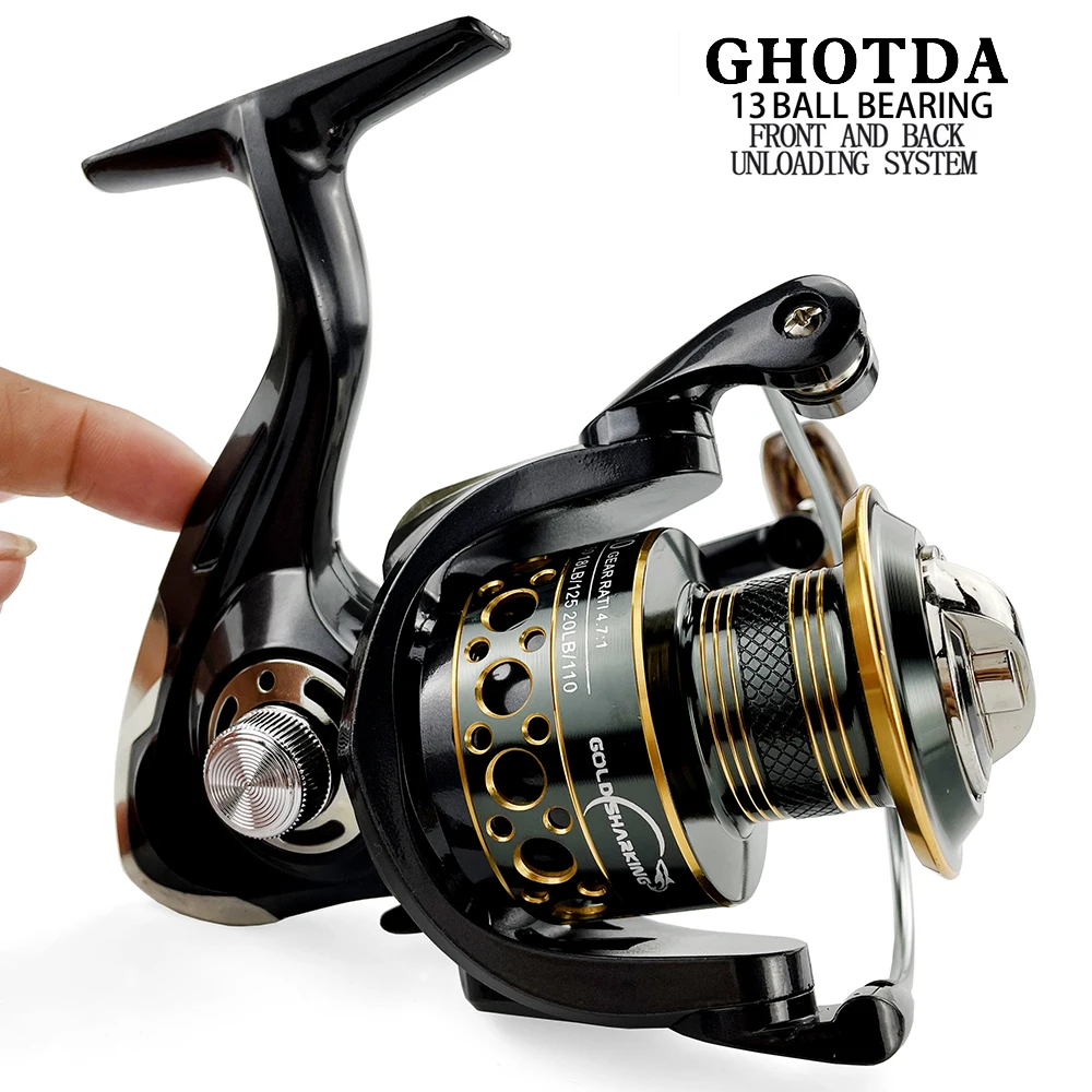 Fishing Spinning Reel Metal Spool 5.2:1/4.7:113BB Ball Bearings