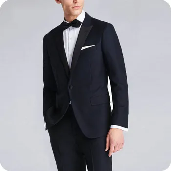 

Custom Black Coat Pants Suits Mens Wedding Terno Masculino Slim Fit Costume Homme Man Blazers Traje Hombre Groom Tuxedo 2Piece