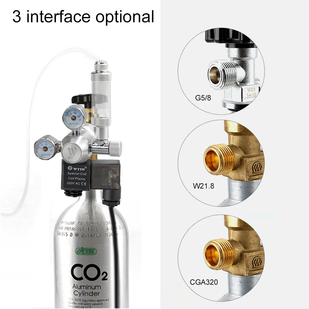 

Hot Fish Tank Aquarium CO2 Regulator CO2 Pressure Regulator with Solenoid Double Pressure Gauge Bubble Counter&Check Valve CO2 D