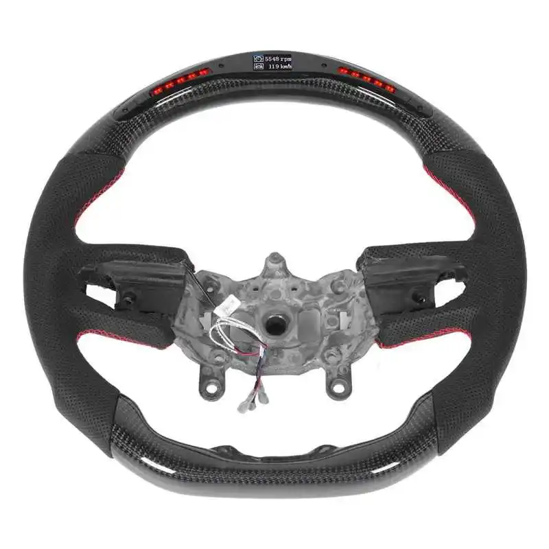 steering wheel Car Horns Carbon Fiber LED Shift Lights Display Steering Wheel Perforated Leather