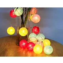 20 светодиодов ватные шаровые гирлянды AC& Волшебные лампочки на батарейках наружное украшение Праздничная гирлянда Рождественский круглый светильник цепь