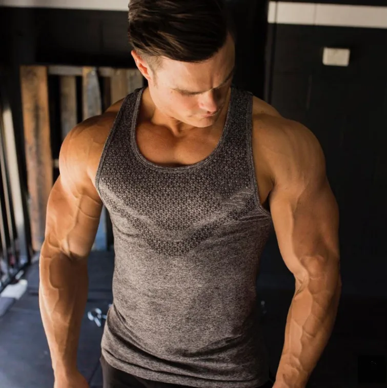 Европейский и американский популярный бренд, мужской спортивный Быстросохнущий жилет для занятий фитнесом, Одноцветный эластичный i-образный тренировочный жилет