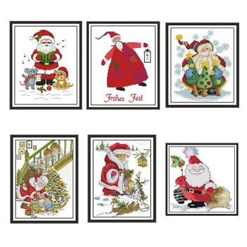 

DIY Christmas Gift Cartoon Cute Santa 14CT 11CT Cross Stitch Kit Embroidery Set Home Decoration Painting Christmas Decoration