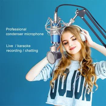 

Condenser Microphone Mic For Pc Studio Microphone For Computer Karaoke Kit Sound Card Recording Mic Cardioid Shock Mount Pop