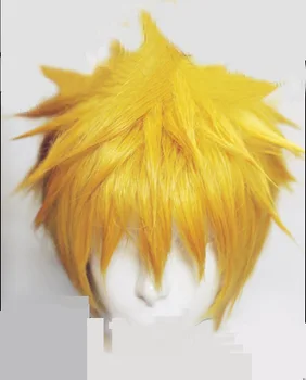 

NARUTO Uzumaki Naruto Cosplay Wigs High-temperature Fiber Synthetic Hair Golden Yellow Short Hair With free hair cap