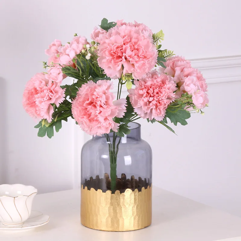 10 Artificial Silk Carnation Bouquet Mother