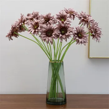 

11Pcs Fake Single Stem Sunflower 24.41" Length Simulation Oil Painting Sun Flowers for Wedding Home Artificial Flowers