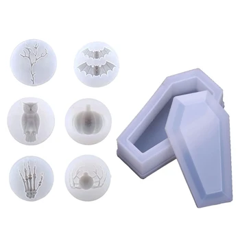 

Halloween Vampire Coffin Storage Box Resin Molds with Bat Spider Pumpkin Molds X7XB