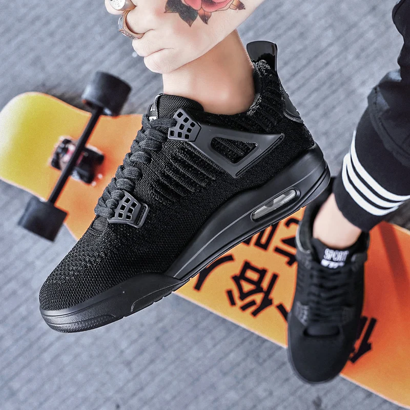 Осенняя мужская спортивная обувь для скейтборда с воздушной подушкой, модные кроссовки из тканого сетчатого материала, легкие мужские shoes39-45