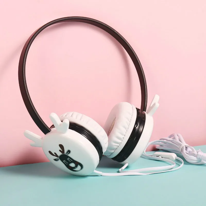 Cute Antlers Headphone for Kids Wired Headsets 3 5mm Jack Headband with Mic for iPhone xr Daugther Music Stereo Earphone Gamer