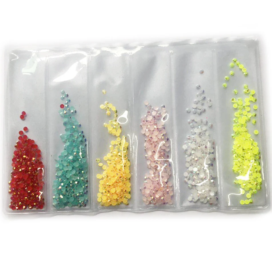 

1000pcs 2mm Acrylic Rhinestones Colored AB Flat Back Nail Rhinestone 3D Non HotFix Nail Art Decoration DIY Tool