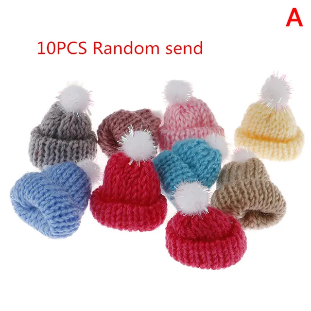 1/2/10pcs Random Knitted Hat Cute Doll Cap Fashion Colourful Headwear Accessories Mini Decorative Christmas Hat Scarf Towel A