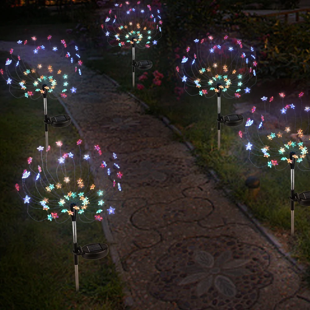 VKTECH 2pcs 90 LED Solar Powered Firework Lights IP44 Waterproof Outdoor Lamp for Landscape Path Lawn Garden Decoration Dropship | Освещение