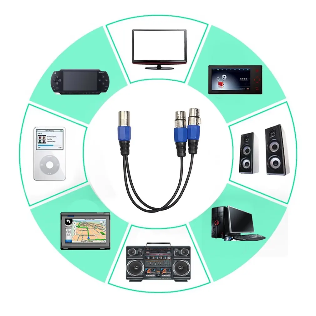 3-Pin штепсельная вилка XLR на 2-портный Dual XLR Сделано в Китае со штекера на гнездо Y разветвитель для аудиокабеля для адаптера переменного тока для смеситель диктофон динамик усилитель