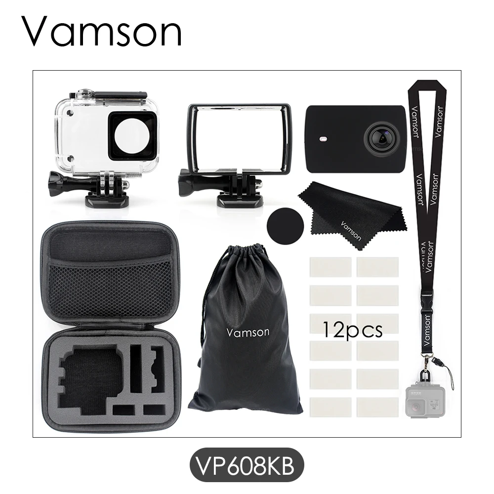 Vamson для Yi 4 k/yi 4k+/yi lite 40m водонепроницаемый чехол Защитный корпус чехол для дайвинга для Xiaomi для Yi 2 4K Спортивная камера 2 VP608K - Цвет: VP608KB