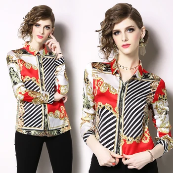 

shirt spring and fall Explosion The New Working woman trend The New Trendy printing Harajuku female temperament elegant