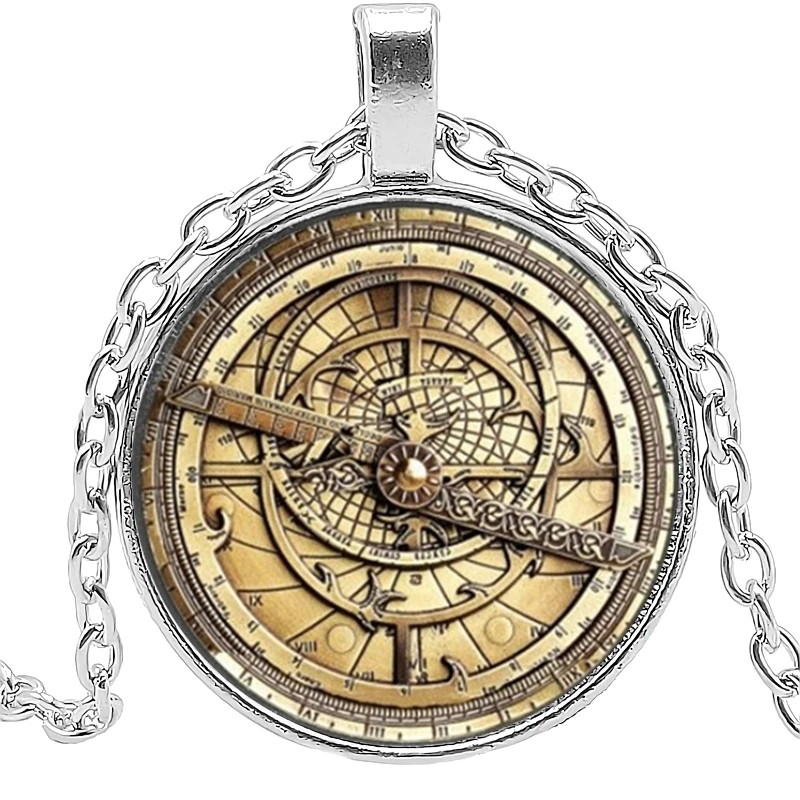 

2019 New Hot Steampunk Gravity Waterfall Mysterious Bill Retro Clock Charm Glass Convex Round Pendant Necklace Jewelry