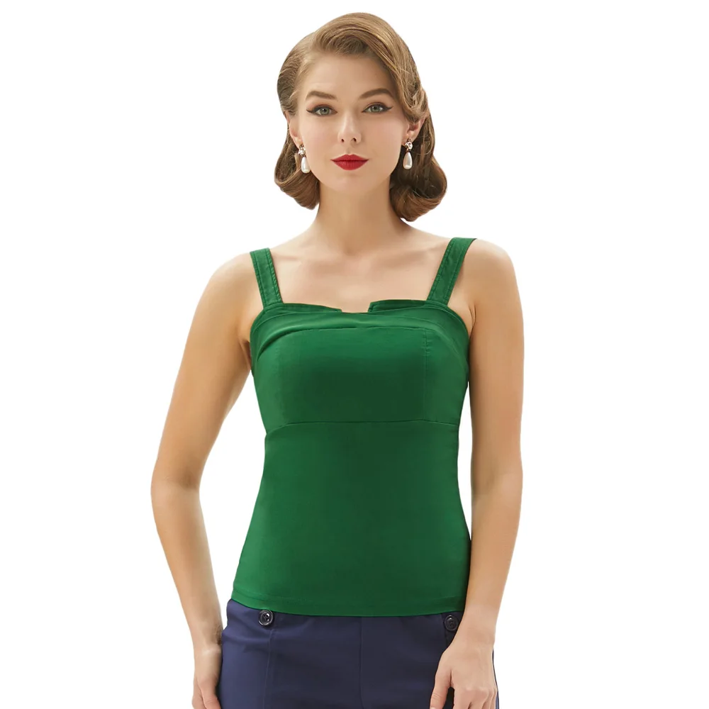Solid Tops Womens Ladies Spaghetti strap Retro Vintage Summer Clubwear Sleeveless Slim fit